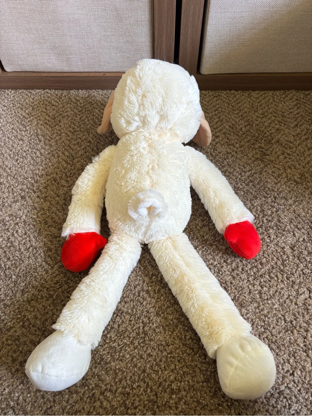 20” LambChop Plush with Red Mittens with Squeaker Dog Toy